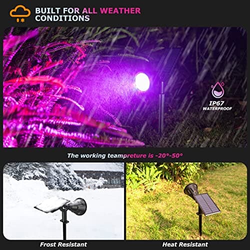 Solar Color Spot Lights Outdoor,21 LEDs Color Changing Solar Outdoor Lights,IP67 Waterproof RGB Multicolor Yard Solar Spotlights Auto On/Off for Pathway Garden Pool Patio Tree,2 Pack