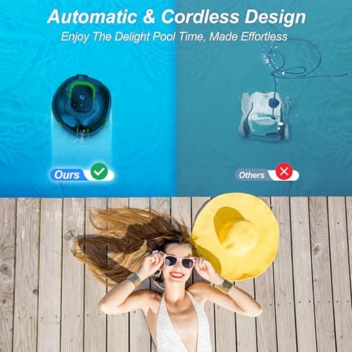 Y20 Cordless Robotic Pool Cleaner, Automatic Pool Vacuum, 90 Mins Runtime, Auto-Parking, Lightweight, Powerful Robot for Above/Inground Pool up to 1100 Sq.Ft (Black-Orange)