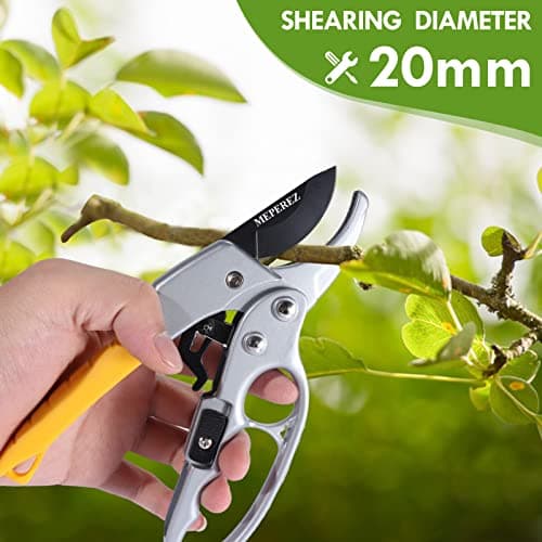 Germany Pruning Shears, Arthritis Weak Hand Snips, Work 3 Times Easier, 1-Inch Cut Capacity Garden Clippers, Ergonomic handle, Rust resistant, high strength steel, Sharp