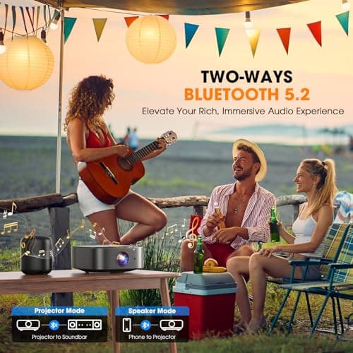 [2025 Netflix-Official | 386+ Built-in Apps] DBPOWER E2 Smart Projector with WiFi and Bluetooth, Mini Projector 4K Support with Netflix, Youtube, Disney+, Hulu, Max, Crunchyroll w Portable Case