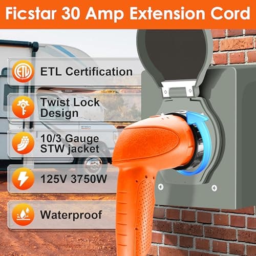 30 Amp RV Extension Cord,25 ft,Heavy Duty Generator Extension Cord with LED Power Indicator,30 AMP Female 90° Twist Lock Adapter with Reverse Polarity Lamp,NEMA TT-30P to L5-30R,120V/125V