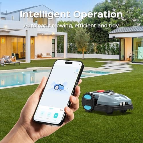 Robotic Lawn Mower, Smart Robot Lawnmower with Obstacle Avoidance, Scheduled Cutting, Self-Charging, Height Adjustment, Ideal for Small to Medium Lawns (Up to 4300 sq.ft)
