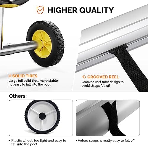 VINGLI Pool Cover Reel Set Pool Solar Cover Reel for Inground Swimming Pool, Aluminum Solar Swimming Inground Cover Blanket Reel (Upgrade) (14 Feet)