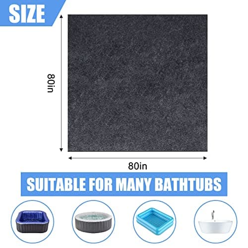 80 * 80 inch Inflatable Hot Tub Mat, Outdoor Indoor, Waterproof Slip-Proof Backing, Absorbent Spa Pool Ground Base Flooring Protector for Hot Tub