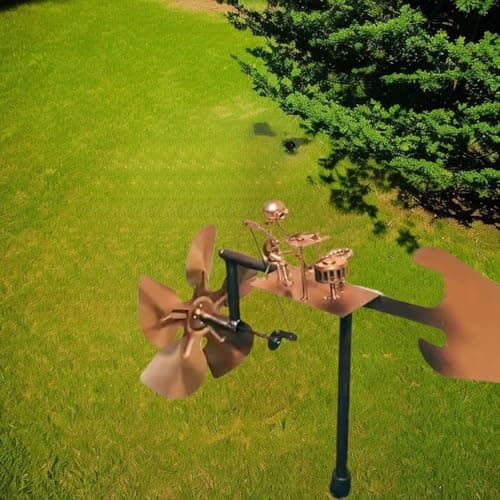 Metal Drummer Windmill Garden Decor, Percussionist Music Figurine, Wind-Powered Art Sculpture for Yard, Patio