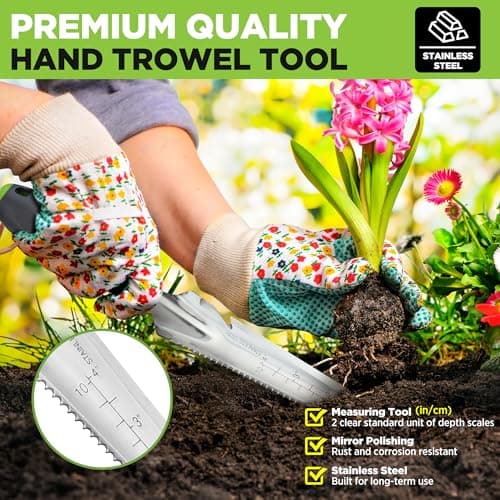 WORKPRO Hand Weeder Puller, 5-in-1 Stainless Steel Garden Trowel with Soft Handle, Gardening Weeding Tool for Easy Weeder Removal, Planting, Weeding, Flower & Vegetable Care in Garden Lawn Yard
