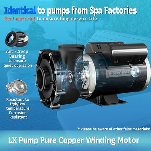 SPA Pump, 2 Speed Hot Tub SPA Pump - 1.5HP LX SPA Motor, 115V, 2"Port, 48 Frame - (Model: 48WUA1001C-II)