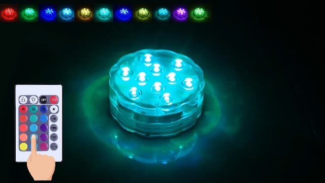 Submersible LED Lights Remote Control Battery Powered, RGB Multi Color Changing Waterproof Light for Pool, Vase Base, Spa, Aquarium, Pond, Hot Tub, Decoration, Party, 2-Pack