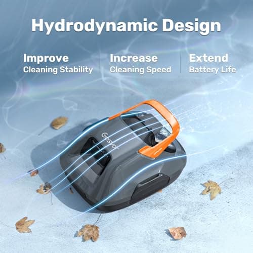 Cordless Robotic Pool Cleaner, Lasts 90 Min, Automatic Vacuum for Above-Ground Pools up to 860 Sq.ft, Portable, Self-Parking, Orange