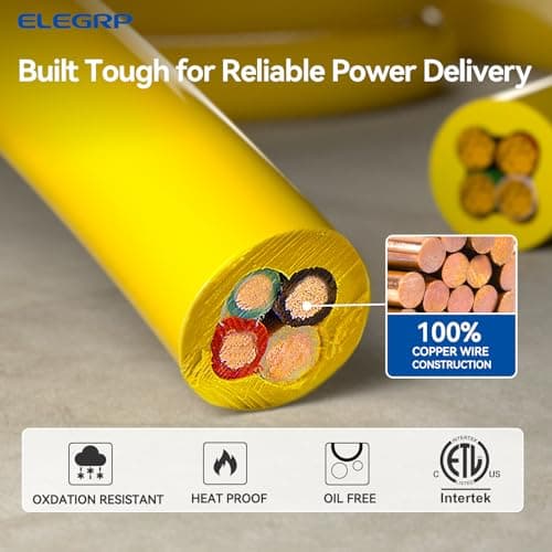 ELEGRP 30 Amp Generator Extension Cord 50 Feet, 4-Prong NEMA L14-30P to L14-30R, 120/250V Up to 75000W, 10 Gauge Heavy Duty SJTW Locking Power Cord for Portable Generators, Home Backup, ETL Listed