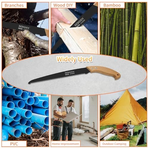 BOOSDEN 11'' Hand Pruning Saw, Japanese Trim Saw with Wood Handle, Hand Saws for Tree Trimming, Camping, Woodworking, Gardening