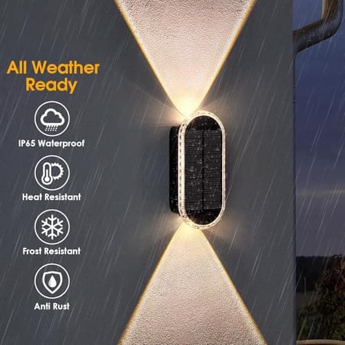 Solar Fence Lights Outdoor - 3000/4000/6000K 3 Modes,Up & Down Lighting IP65 Waterproof Fence Lights Solar Powered, Solar Wall Lights Outdoor for Backyard/Garden/Patio/Garage and Wall decor (8 pack)