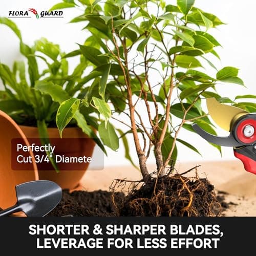 FLORA GUARD Bypass Pruning Shears, Garden Shears Heavy Duty Tree Trimmers & Garden Clippers with Ergonomic Handle, Ideal Hand Pruners for Gardening, Shrubs & Branch Cutting.（HC177）