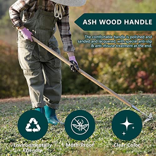Triangle Hoe, 60'' Winged Weeder Garden Hoes with Long Wood Handle, Gardener Stainless Steel Warren Hoe, Garden Weeder Hoe Tool for Quickly Weeding, Edging and Gardening Tools
