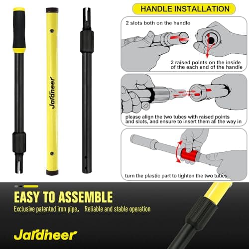 Jardineer Hula Hoe Garden Tool -4in1 Weed Puller, Cultivator, Stirrup Hoe with Ergonomic Handle, Heavy Duty Stainless Steel Head for Effortless Weeding, Digging, and Soil Aeration (64 inches)