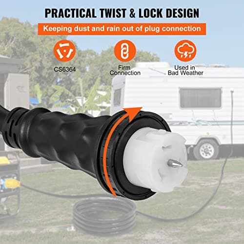 VEVOR 20 FT 50 Amp Generator Extension Cord NEMA N14-50P & SS2-50R & CS6364, STW 6/3 + 8/1 AWG 125V 250V Generator Power Cord Twist Lock Connectors