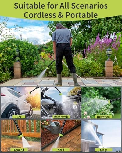 Cordless Pressure Washer Battery Powered; 990 PSI Cordless Power Washer with 4.0Ah Battery&Charger & 6-in-1 Nozzle; Portable Power Washer Cordless for Home; Battery Pressure Washer for Car Wash, Yard