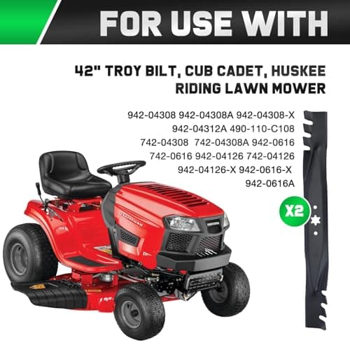 942-04308-X 942-04308 Mulching Blades for Troy Bilt Pony Bronco Cub Cadet 42 inch Deck Riding Tractor Zero Turn Mower XT1 ZT1 42 Lawn Mower Replace 942-0616 742-0616 942-04126 (6 Point Star)