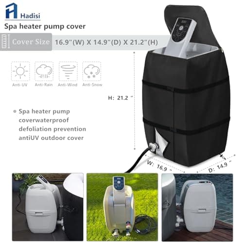 Hot Tub Spa Heater Pump Cover,Waterproof Hot Tub Insulated Pump Cover for Multiple Brands (Black,Square)