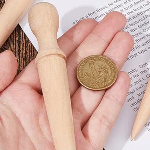 Wooden Hand Dibber, Ergonomic Sow Dibber Hole Punch, 5.79x0.79 inches, Scientific Gardening Excavation Tool for Planting, Yard, Balcony, Nursery, Seedling Transplanting