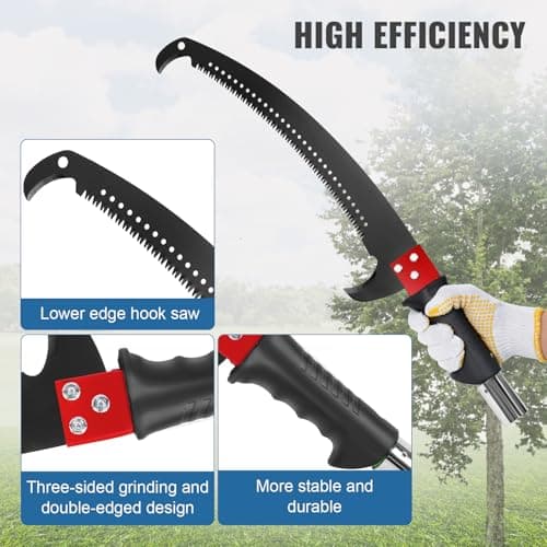 30 Ft Manual Pole Saw, Extendable Tree Pruner Blade and Scissors Set with 9 Fiberglass Handles, Long Branch Pruner Retractable for Backyard and Garden, Bush Cutting and Pruning of Palm Trees