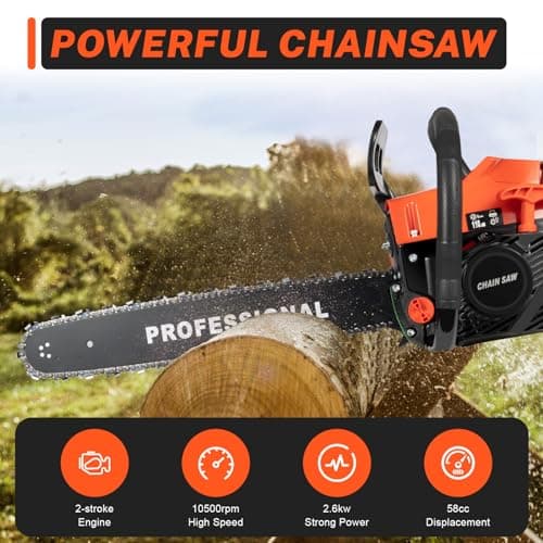 Upgrade 58cc Gas Chainsaw 20 Inch 2-Stroke Gas Powered Chainsaw Air-Cooled Gas Chainsaw Handheld Gasoline Chain Saw for Wood Cutting