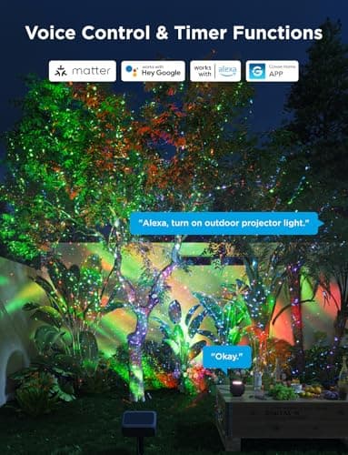 Govee Outdoor Projector Light, Laser and Aurora Star Projector Light for Indoor and Outdoor Decor, 16 RGB Patterns, RGBW Aurora, 51 Scene Modes, Works with Alexa, Google Assistant, Matter