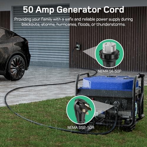 dé 50Amp Generator Cord, 10FT 50 Amp RV Extension Cord with Twist Lock, 4 Prong 50A Generator/RV Cable for 50A Inlet Box, NEMA 14-50P to SS2-50R, Heavy Duty 6/3+8/1 AWG STW Wire - ETL Listed
