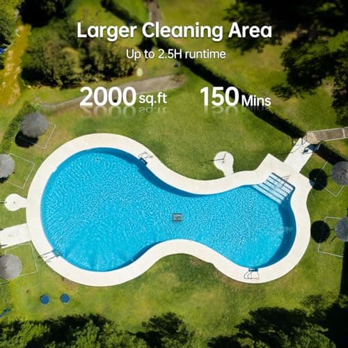2025 Upgraded HISION Cordless Robotic Pool Cleaner with Wall-Climbing & Waterline Cleaning, 180W Brushless Motor Powerful Suction, 150-Min Runtime for In-Ground & Above Ground Pools up to 2000 Sq.Ft