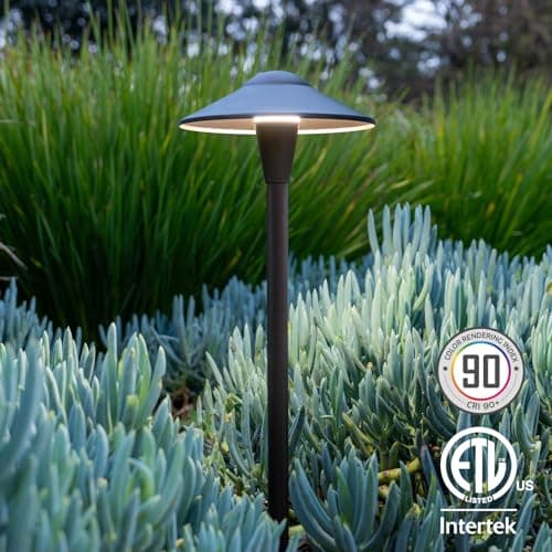LEONLITE 5CCT Low Voltage Pathway Lights, LED Landscape Path Lights, 1800/2700/3000/4000/5000K, Saucer Head, 12-24V AC/DC, IP65 Outdoor Walkway Light, Oil Rubbed Bronze Aluminum, Pack of 6