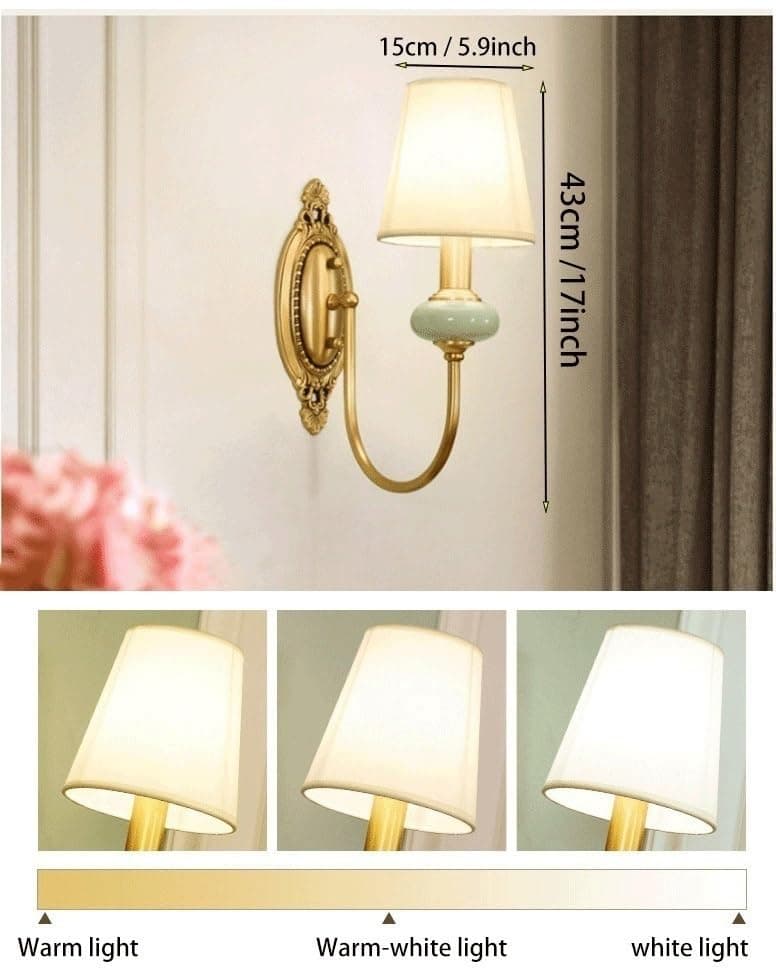 Wireless Battery Operated Wall Sconces Lights Set of 2, Rechargeable Antique Brass Wall Light Sconce with Bulbs & Remotes, No Wires Dimmable Green Ceramic Wall Lamps for Living Room Bedroom Hallway