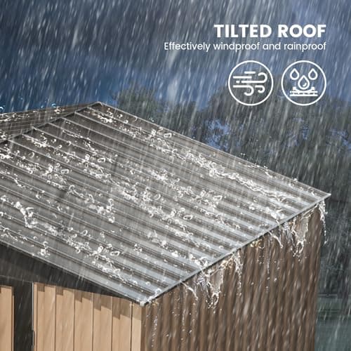 8FT x 6FT Sheds & Outdoor Storage, Metal Garden Shed, Outdoor Storage Shed, Metal Utility Tool Storage Shed with Door Lock, Waterproof Roofs, for Backyard Garden Patio Lawn, Brown