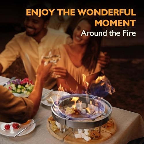 OGERY Tabletop Fire Pit - Ethanol Table Top Firepit for Indoor Outdoor Use, Portable Fire Place with DIY-Style Design to Place Biscuits Snacks for S'Mores - Perfect for Patio Home Decor Parties Gifts