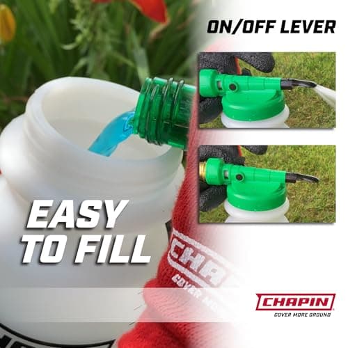 Chapin G390 Hose End Sprayer For Water Soluble Materials, 20 Gallon, 32 Ounce Tank, Finger Control and Backflow Prevention, For Spraying Lawns, Weeds, Insects, Fertilizers, Translucent White