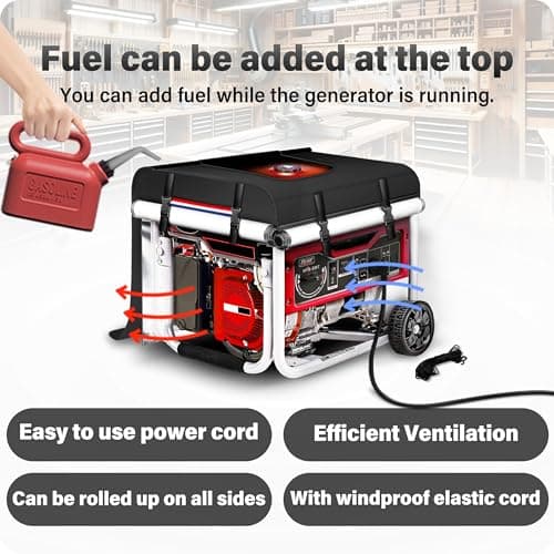 900D+210D Thickened Generator Cover. Top can be Opened to Add Fuel. 32x24x24 Inches. All-round protection. Black.