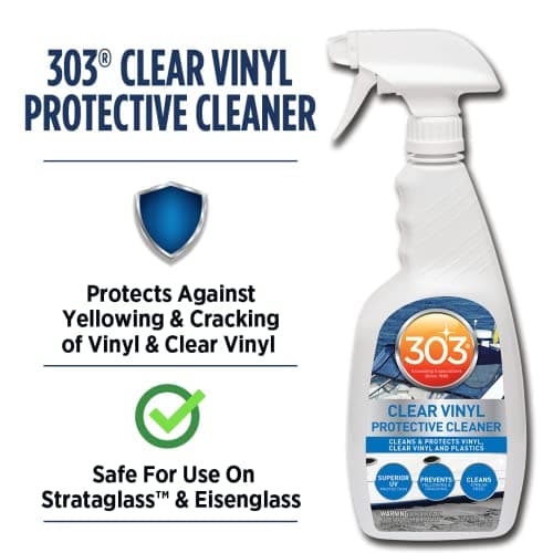 303 Products Marine Clear Protective Cleaner - Cleans and Protects Vinyl and Plastics, Provides Superior UV Protection, Prevents Yellowing and Cracking, 32oz (30215) Packaging May Vary