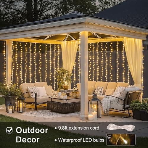 JMEXSUSS 300 LED Remote Control Christmas Curtain Lights, Plug in Fairy Curtain Lights Outdoor, Window Wall Hanging Curtain String Lights for Bedroom Backdrop Wedding Party Indoor Decor, Warm White