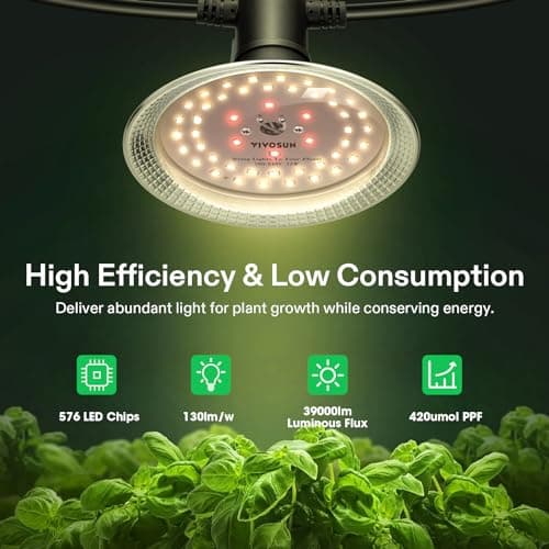 VIVOSUN Outdoor LED Grow Lights, Waterproof String Grow Light, Full Spectrum Plant Growing Lights with 44Ft Adjustable Cord for Seedling, Veg, Flower in Greenhouse, Garden, Backyard, Farm (12-Light)