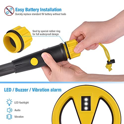 Underwater Metal Detector Handheld,100 Feet Fully Waterproof Metal Detector for Adults, Lightweight Gold Finder Metal Detector for Scuba Diving Pulse Induction with LED and Power Indicator