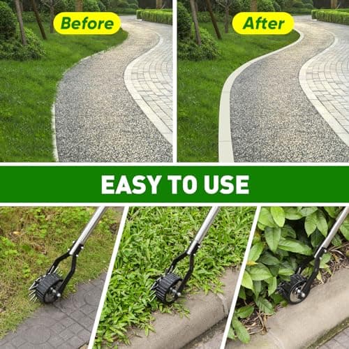 BlumWay 67 Inch Rotary Wheel Edge Trimmer, Rotary Shears, Manual Sidewalk Edgers, Length 23.6" to 67", Heavy Duty Stainless Steel Handle with Sharp Blades/Gloves