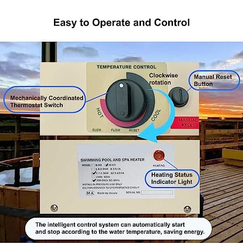 Pool Heater-3KW 220V 240V Electric Pool Water Heater, Upgrade Portable Constant Temperature Control Pool Warmers for Above Ground Pools, Thermostat Used for Spa, Bathtub, Mini Swimming Pool