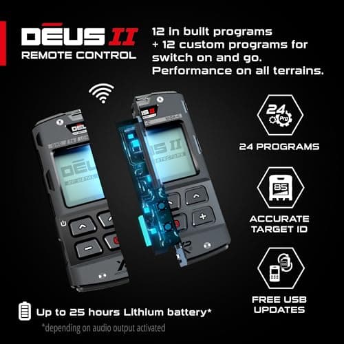 XP Metal Detectors Deus II Wireless, Shockproof and 66 ft / 20m IP68 Waterproof Remote Control - RC - Control Module with Back-lit LCD Display (D2-RC)