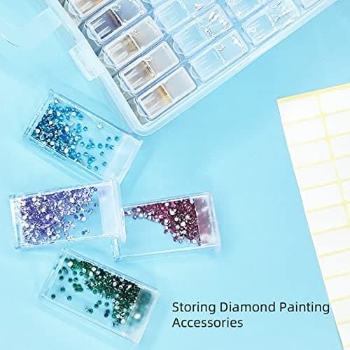 64 Solts Seed Storage Box with 112Pcs Label Sticker and a Tweezers,Diamond Painting Organizer,Portable Bead Storage,Seed Organizer Use for Flower Seeds,Vegetable Seeds.