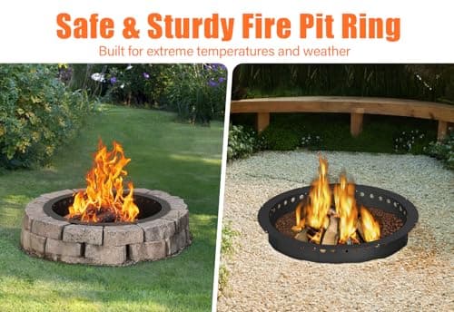 30 inch Fire Pit Ring for Outside, Large Smokeless Firepit Insert, Fire Ring for Camping, Wood Burning Fire Pit Rim, DIY Fire Rings for Yard/Garden Bonfires, Outdoor Fireplace