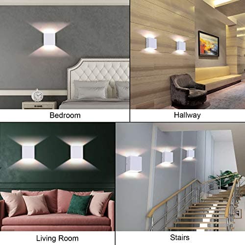 Lightess Modern Wall Sconce Dimmable 10W Hardwired, Up Down Wall Mount Lights Indoor Mini Metal LED Wall Lamp for Living Room Bedroom Hallway Decor, Warm White, O1181TP