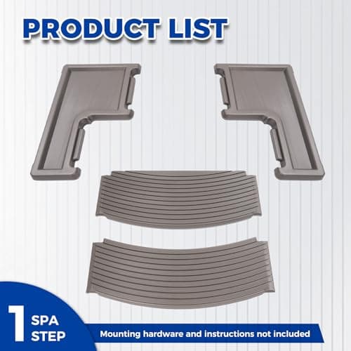 ECOTRIC Spa Step Hot Tub 2-Step Universal Outdoor Indoor Step Stool Pool Ladder Slip Resistant Striped - Carbon Gray Plastic