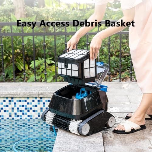 Black Pearl Ultra Robotic Pool Cleaner – Battery-Powered Inground Vacuum for Pools Up to 10 Ft Deep – Wall Climber – 150 Min Runtime – 7 Quart Top Load Filter – 2-Year Warranty