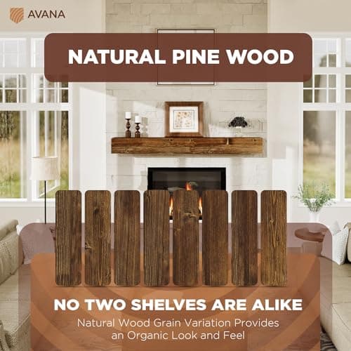 Avana Fireplace Mantel - Wall-Mounted Mantles for Over Fireplace - Farmhouse Fireplace Mantle Shelves - Handcrafted Wood Fireplace Mantels - Floating Fireplace Mantel 72 X 8 X 5 - Rustic Traditional