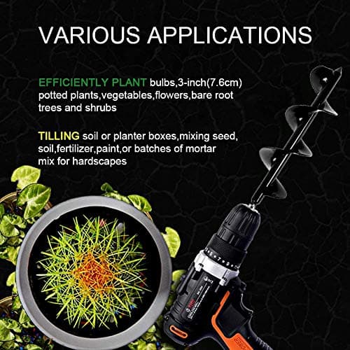 ERYTLLY Bulb Planter, Auger Spiral, Garden Planter Tool 3 x 12 inch,Rapid Umbrella Hole Digger for Planting Bulb Seedlings Bedding Tulips, and Digging Weeds Roots