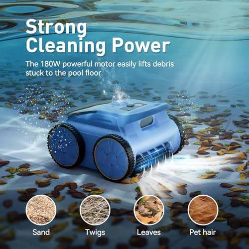 Pool Vacuum for Above Ground Pool Made by Seauto, Pool Vacuum for Inground Pools Cleans Up to 2100 Sq.ft, Pool Robot Vacuum Lasts Up to 180 Mins, Pool Cleaner for Wall, Floor and Auto Mode